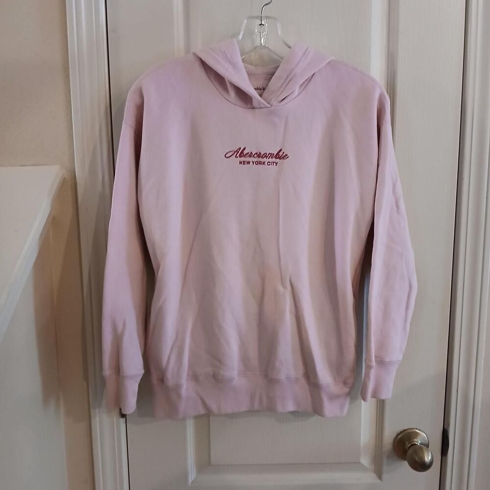Y2K Style Pink Abercrombie Kids Cursive Graphic Hoodie Kids 11/12 Barbiecore